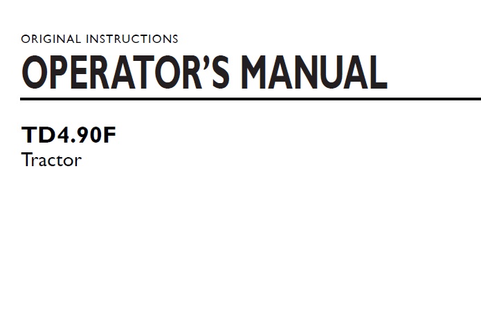 New Holland TD4.90F Tractor Operator Manual