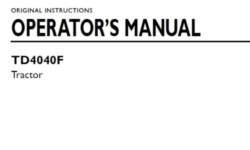 New Holland TD4040F Tractor Operator Manual