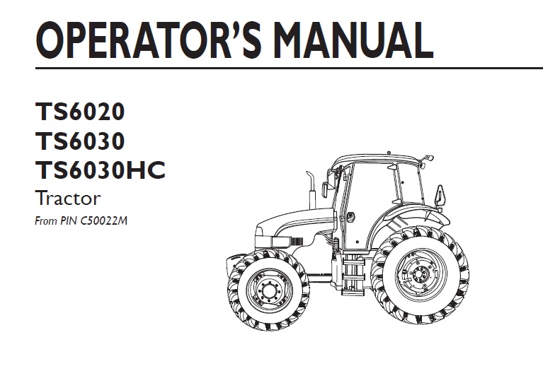 New Holland TS6020, TS6030, TS6030HC Tractor Operator Manual