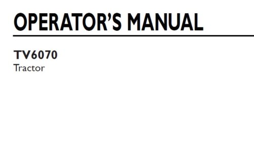 New Holland TV6070 Tractor Operator Manual