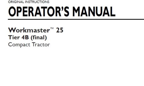 New Holland Workmaster 25 Tier 4B Tractor Operator Manual