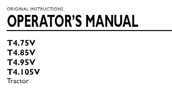 New Holland T4.75V, T4.85V, T4.95V, T4.105V Tractors Operator Manual