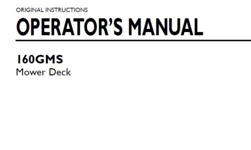 New Holland 160GMS Mower Deck Operator Manual