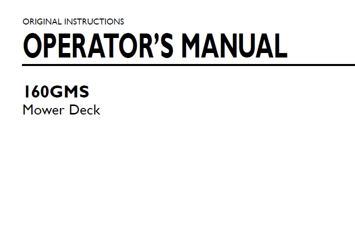 New Holland 160GMS Mower Deck Operator Manual