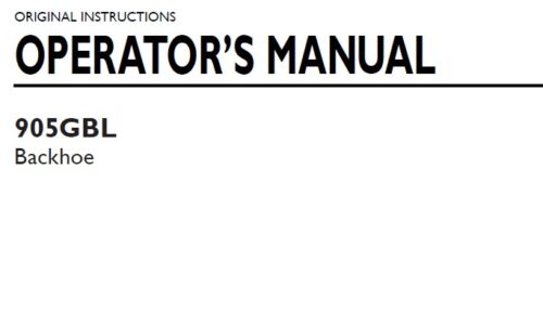 New Holland 905GBL Backhoe Operator Manual