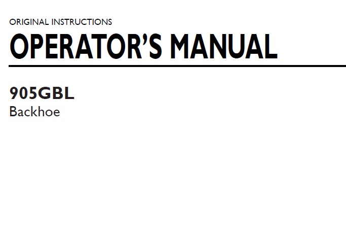 New Holland 905GBL Backhoe Operator Manual