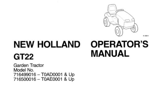 New Holland GT22 Garden Tractor Operator's Manual