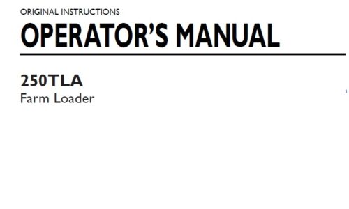 New Holland 250TLA Farm Loader Operator Manual