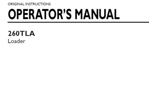 New Holland 260TLA Loader Operator Manual