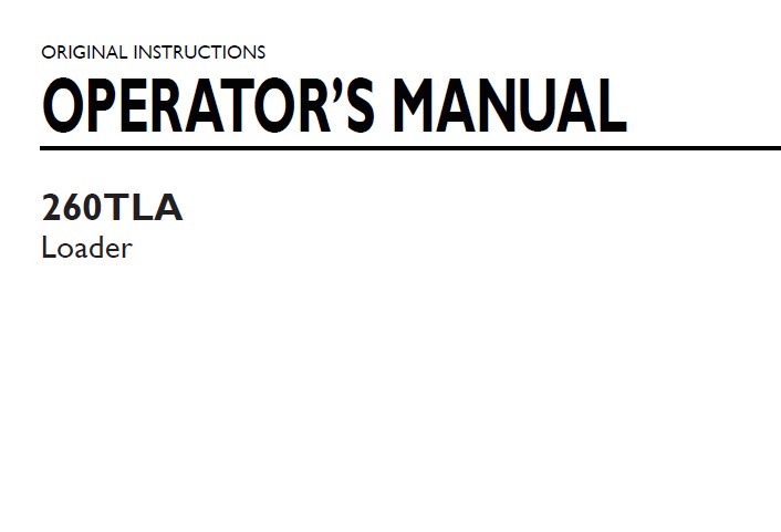 New Holland 260TLA Loader Operator Manual