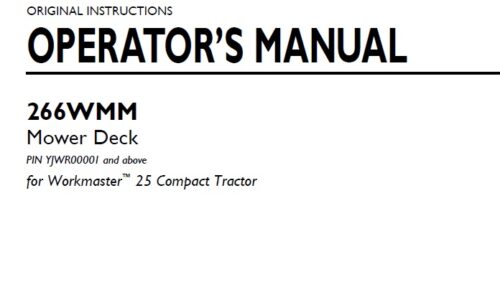 New Holland 266WMM Mower Deck Operator Manual