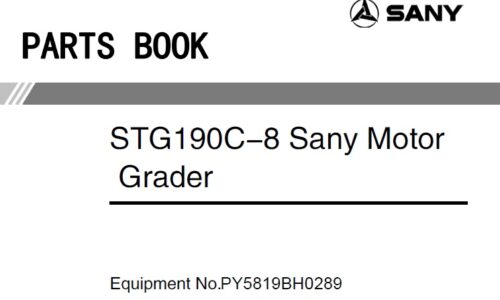 Sany STG190C-8 Sany Motor Grader Parts Manual